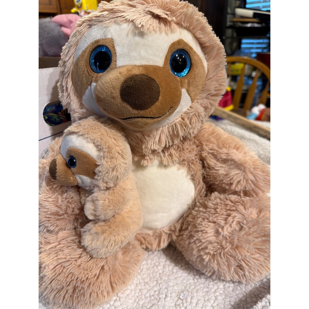 Toy Factory Tan Sloth with baby sloth Stuffed